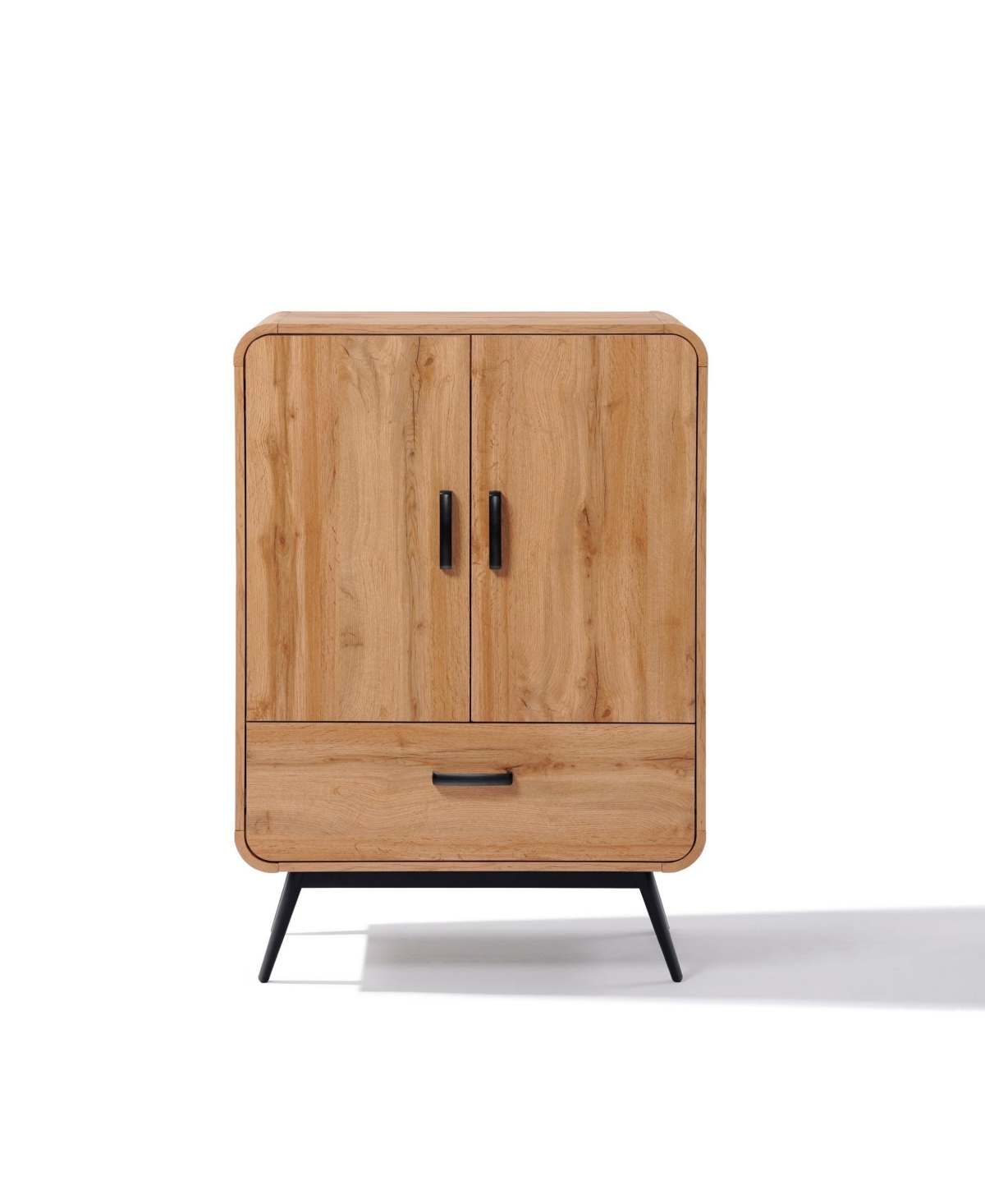 Luxenhome 2-door 1-drawer With Soft Close Buffet Cabinet With Black Metal Legs In Brown