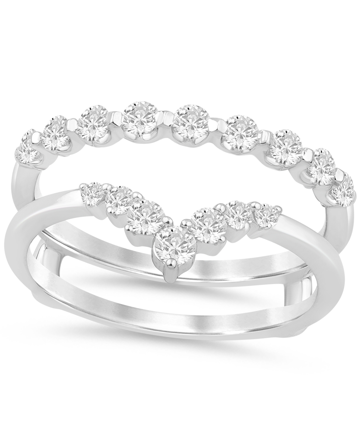 Macy's Diamond Chevron Ring Guard Enhancer (5/8 Ct. T.w.) In 14k White Gold In White Gold