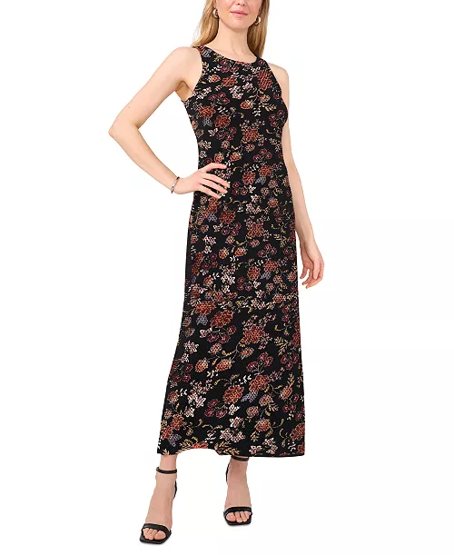 women's floral-print sleeveless maxi dress
