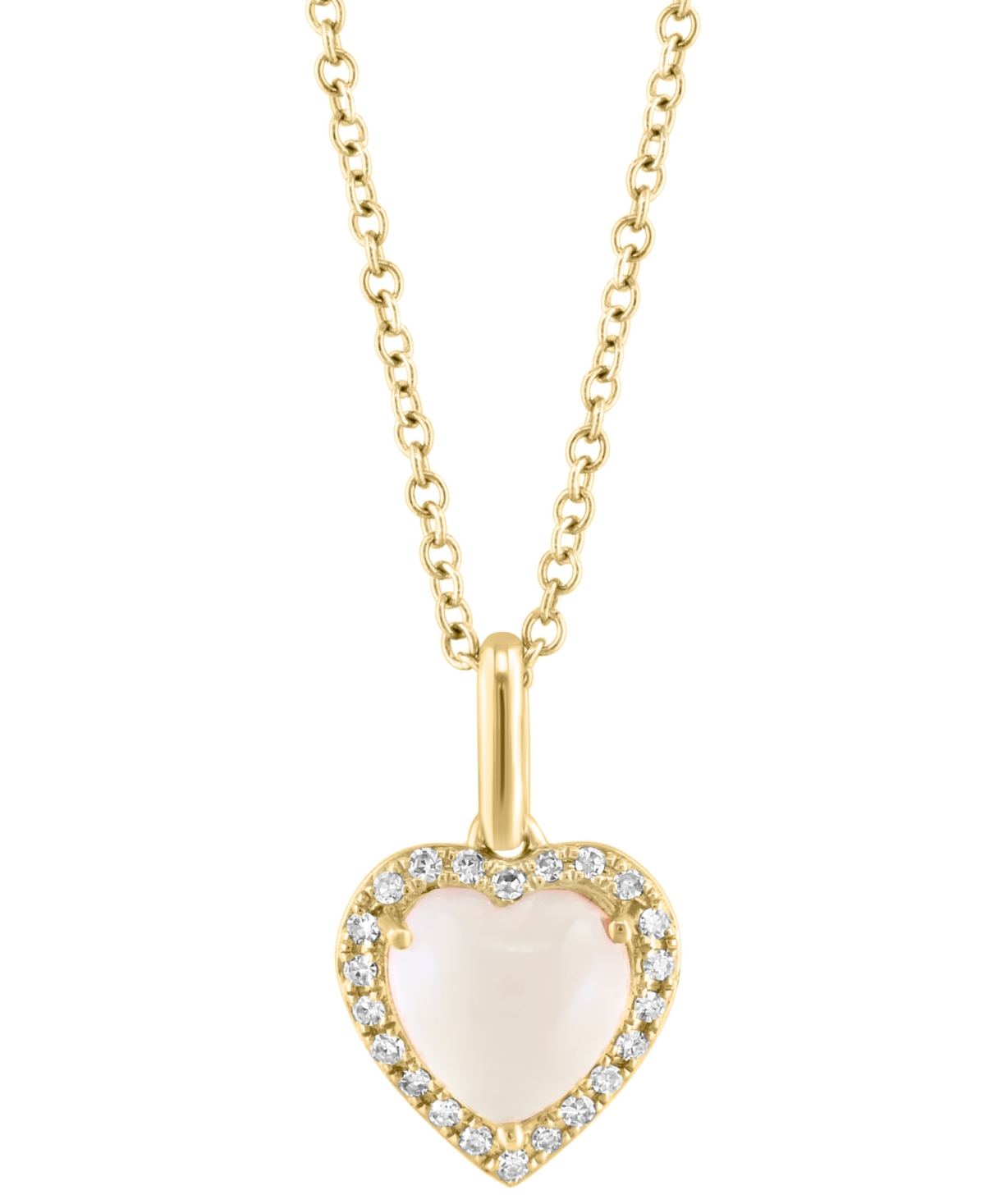 Effy Collection Effy Rose Quartz (1-5/8 Ct. T.w.) & Diamond (1/10 Ct. T.w.) Heart Halo 18" Pendant In 14k Gold In Rose Gold
