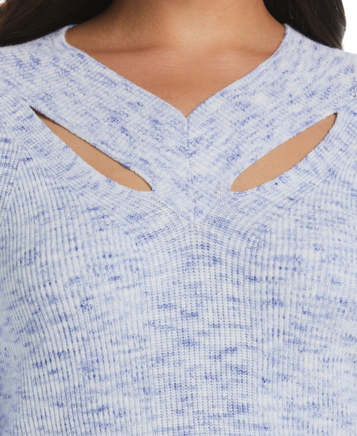 ELLA RAFAELLA PLUS SIZE CUTOUT NECK SWEATER 