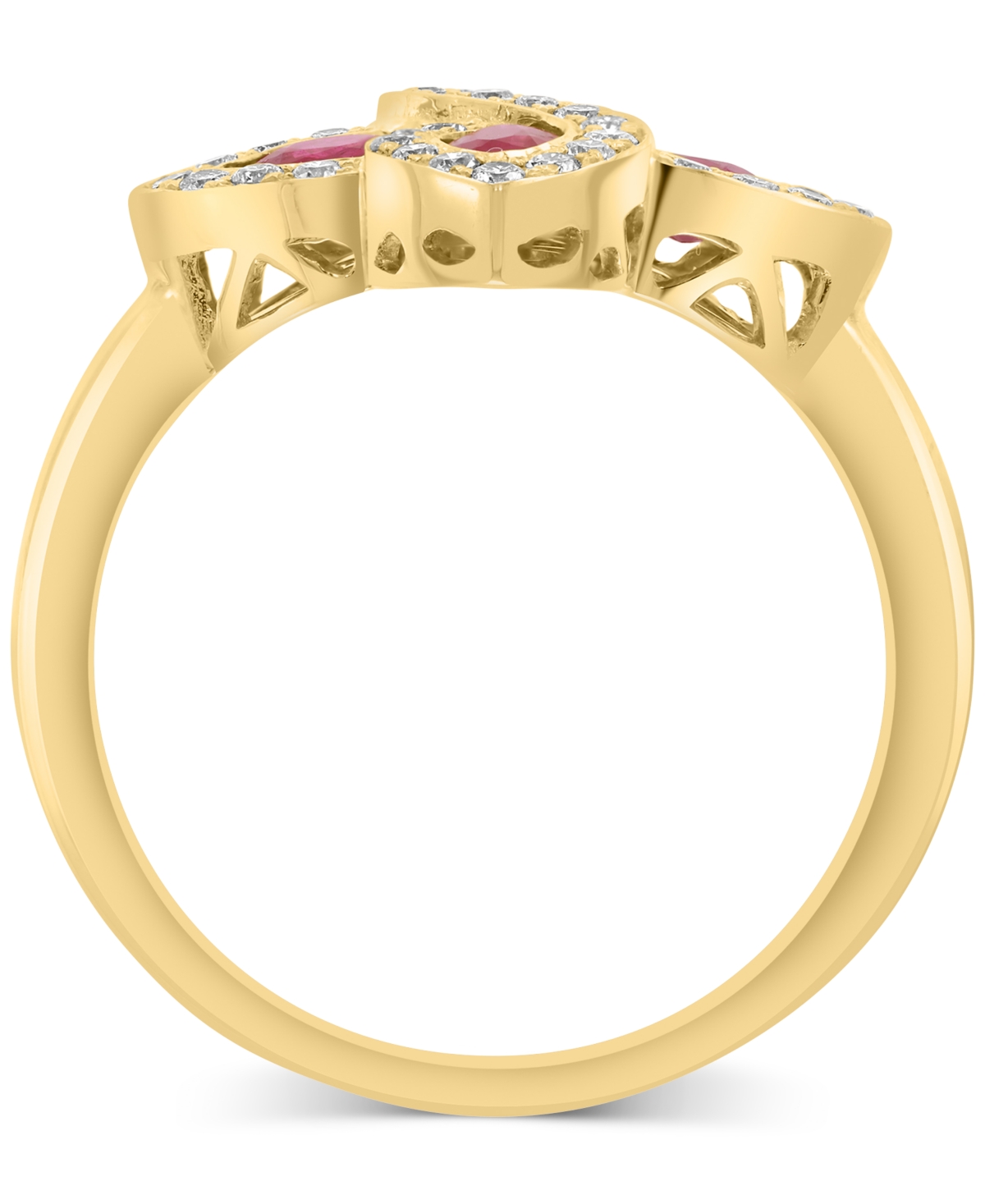 Effy Collection Diamond (1/4 Ct. T.w.) & Ruby (7/8 Ct. T.w.) Floral Ring In 14k Gold In Gold