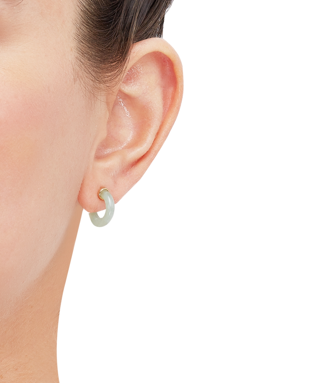 Macy's Jade (13 X 3mm) J Hoop Earrings In 14k Gold-plated Sterling Silver In Jade