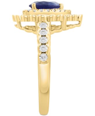 EFFY&reg; Collection Diamond (1/4 ct. t.w.) & Sapphire (5/8 ct. t.w.) Pear Shaped Ring in 14k Two Tone Gold