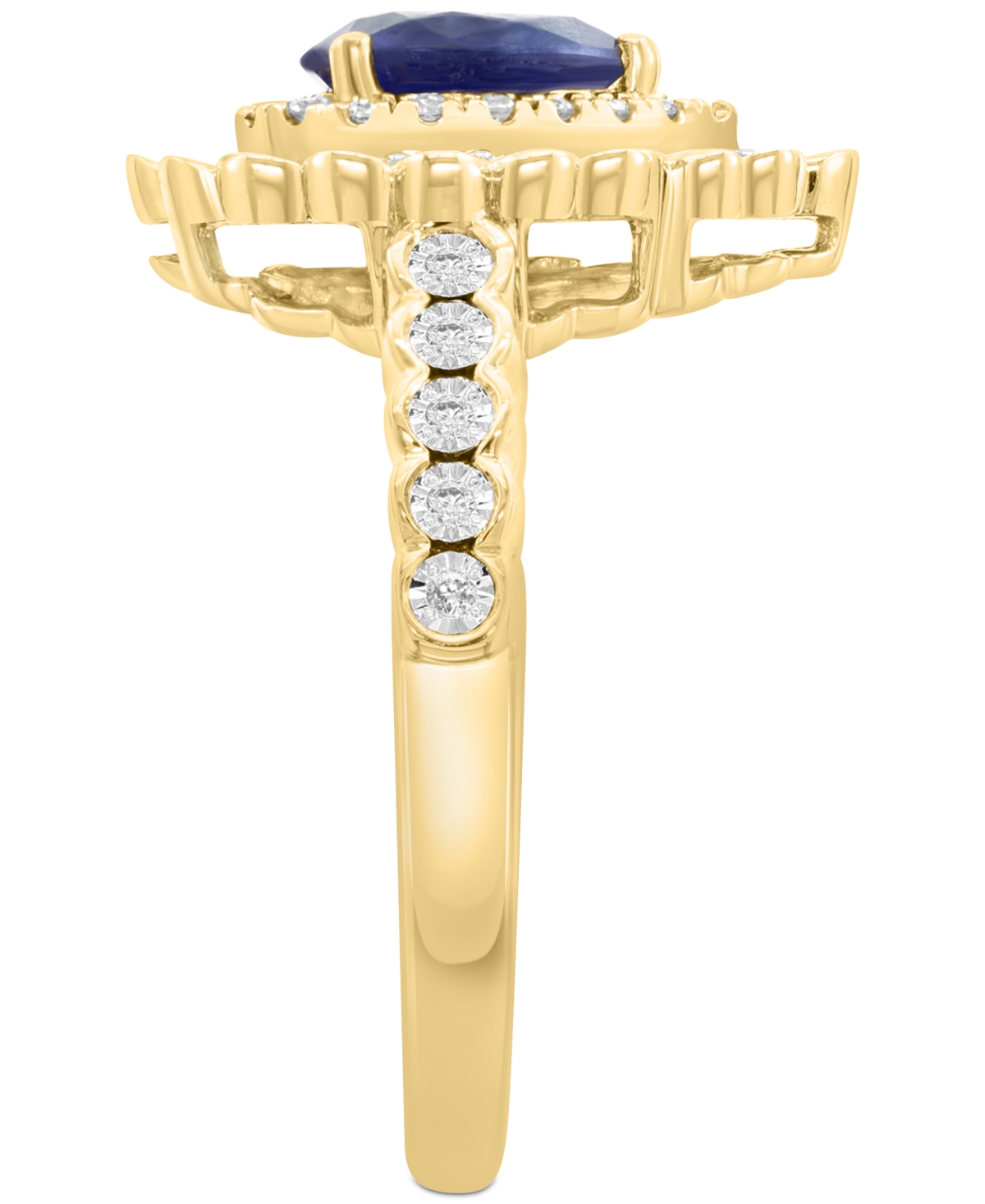 Effy Collection Diamond (1/4 Ct. T.w.) & Sapphire (5/8 Ct. T.w.) Pear Shaped Ring In 14k Two Tone Gold In Gold
