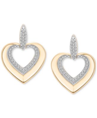 2-Pc. Set Diamond Heart Pendant Necklace & Matching Drop Earrings (1/5 ct. t.w.) in 14k Gold-Plated Sterling Silver, Exclusively at Macy's