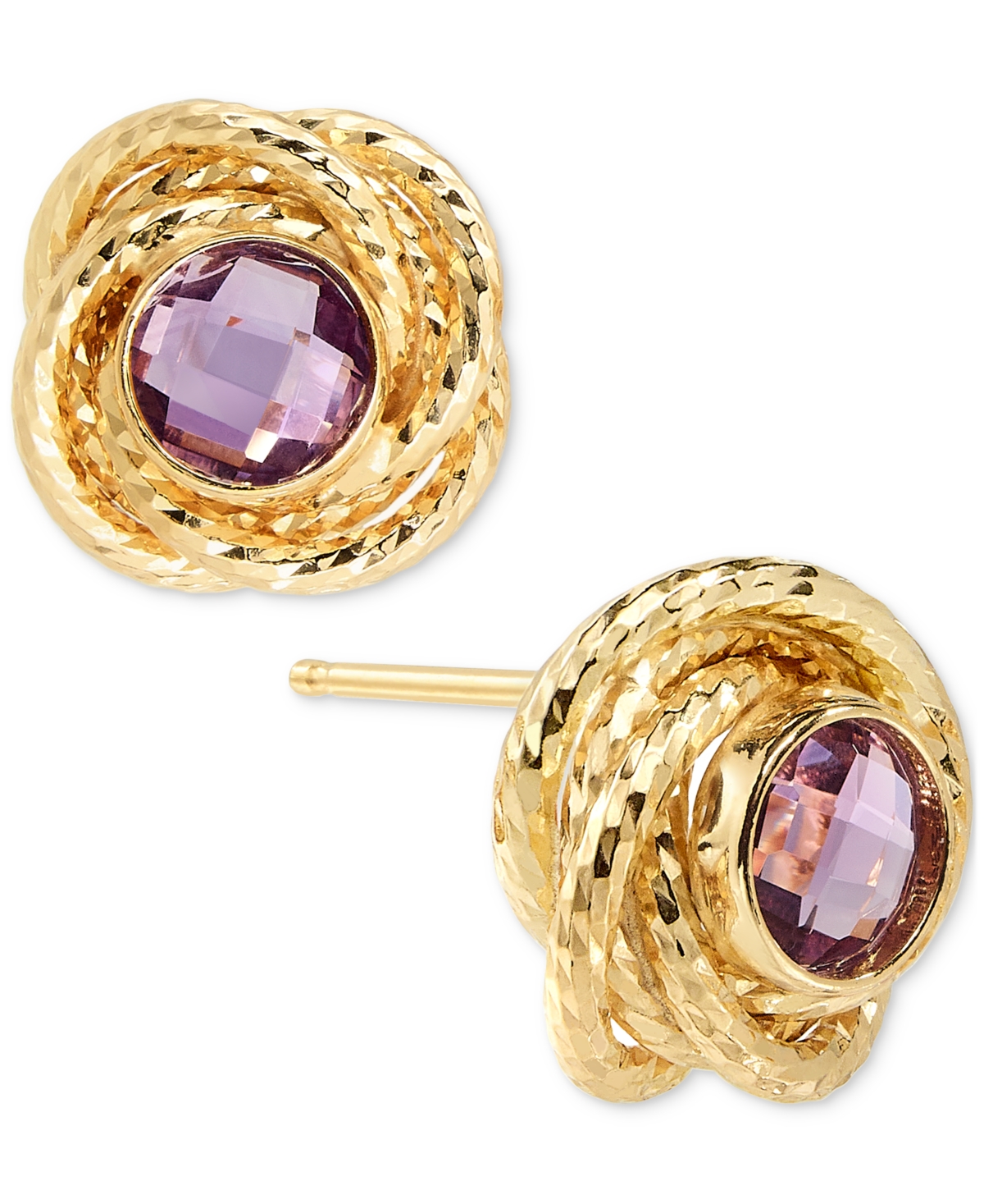 Macy's 2-pc. Set Citrine Love Knot 18" Pendant Necklace & Matching Stud Earrings (1-3/4 Ct. T.w.) In 14k Go In Amethyst