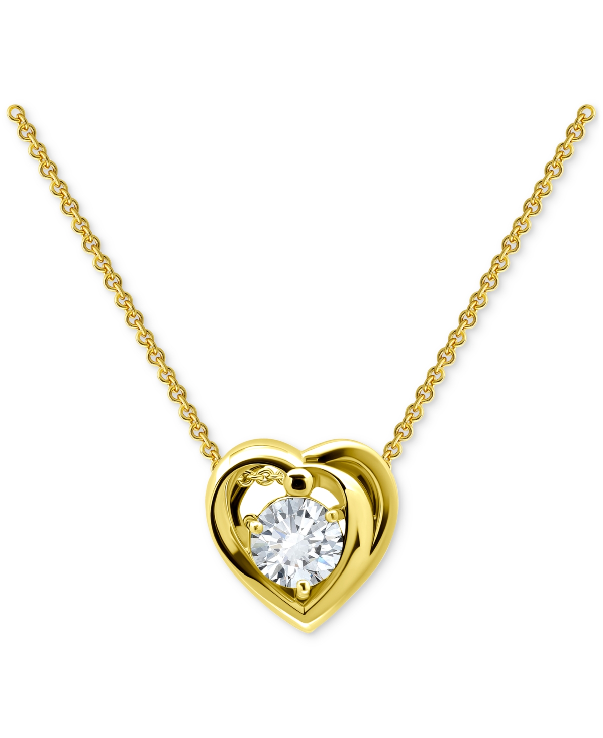 Giani Bernini Cubic Zirconia Heart Pendant Necklace In 18k Gold Over Sterling Silver, 16" + 2" Extender, Exclusive In Gold