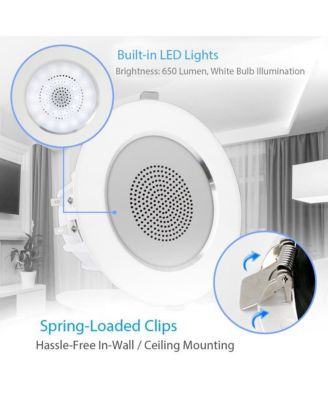 4.0” LED In-Wall / Ceiling Speakers - 2-Way Full Range Stereo with Built-In LED Lights, 160W Max Power Output