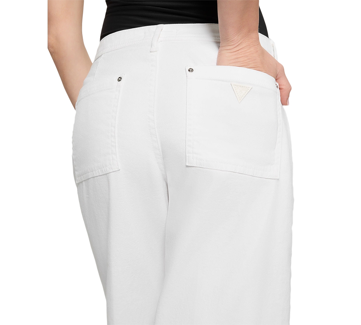 Shop Guess Women's Zoya Wide-leg Cropped Jeans In White