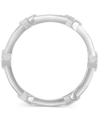 Cubic Zirconia Heart Bezel Stackable Band in Sterling Silver