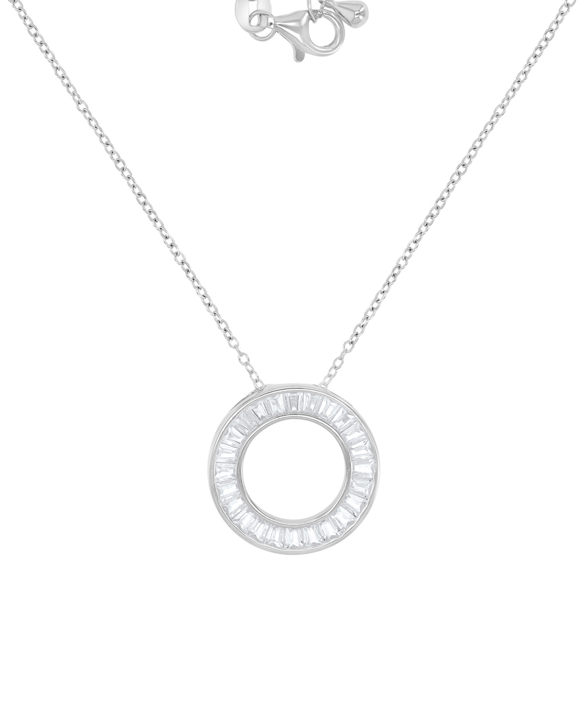 Macy's Cubic Zirconia Open Circle Pendant Necklace in Sterling Silver