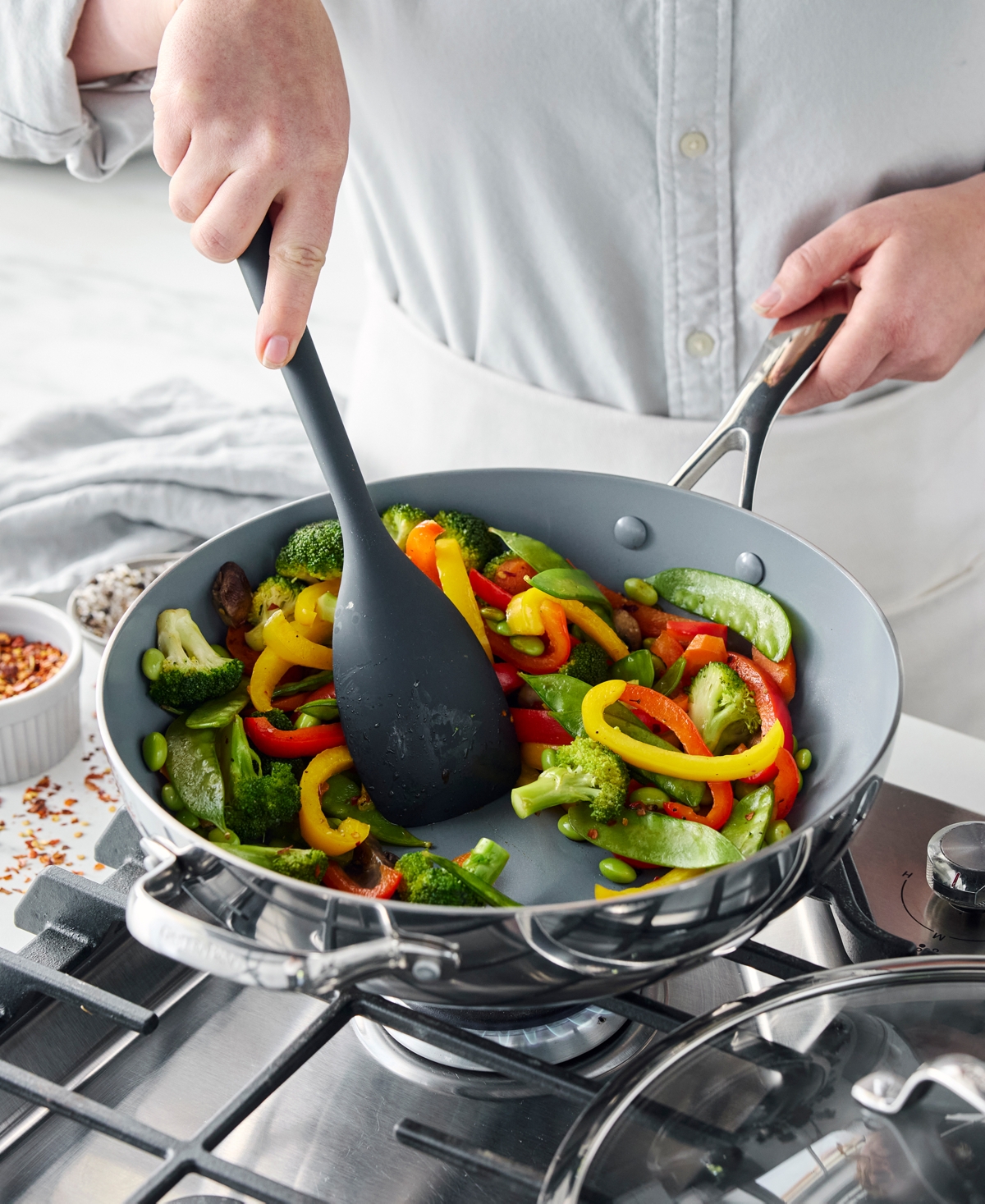GreenPan Valencia Pro Stainless Steel 12" Wok with Lid
