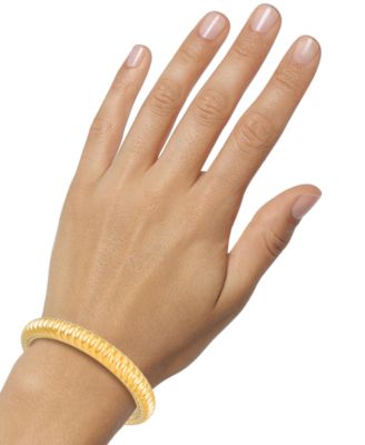 Ribbed Bangle Bracelet in 14k Gold Over Resin