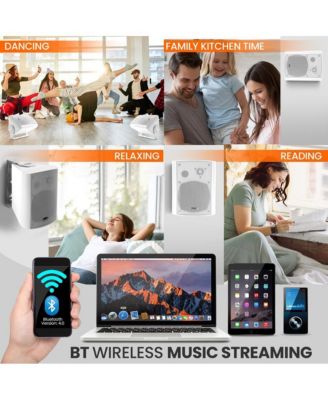 5.25” Bluetooth Wireless Wall Mountable Speaker System with 2-Way Full Range Stereo Sound, 300W RMS