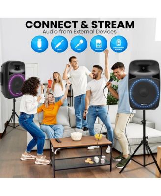 400W Bluetooth Indoor/Outdoor PA Speaker with FM, USB, SD, AUX, Lights, Microphone, Remote