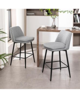  Set of 2  Upholstered, Metal Legs   25.6", 360° Swivel  Counter Height Stools