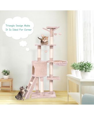 56'' Cat Tree Kitten Pet Play House Furniture Condo Scratching Posts Ladder