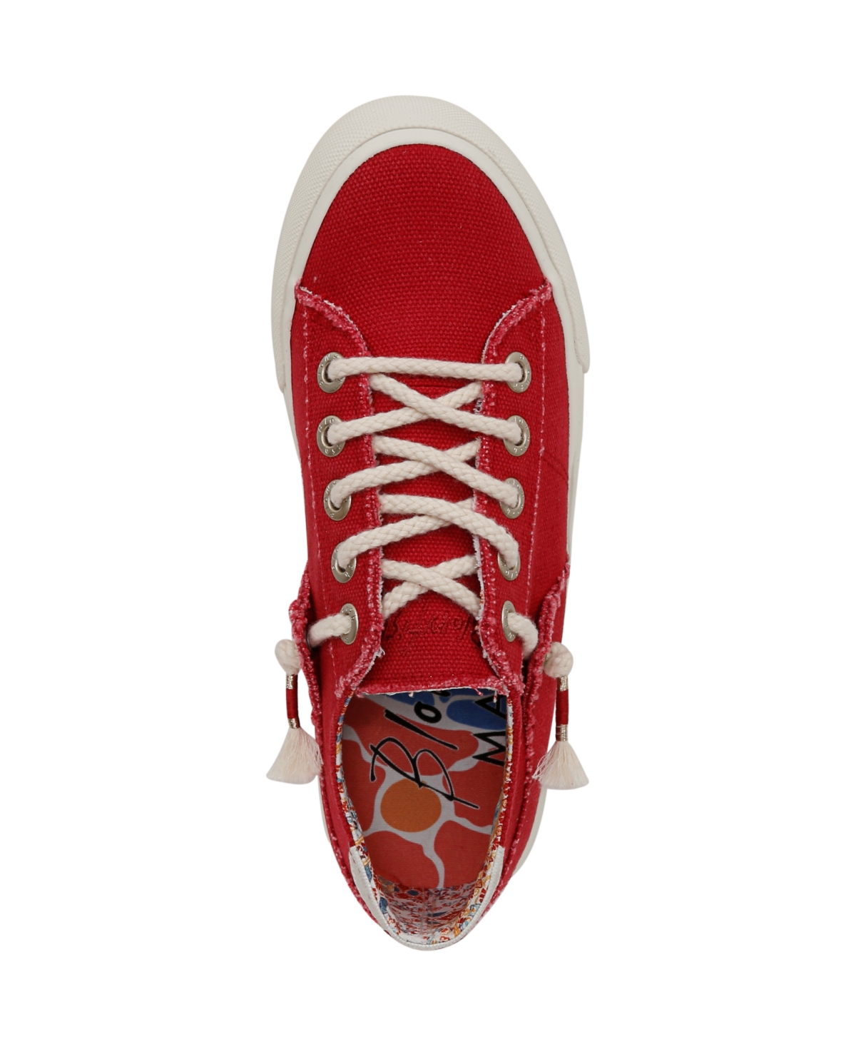 Shop Blowfish Malibu Women's Martina Lace Up Platform Sneakers In Pompeiian Red Canvas