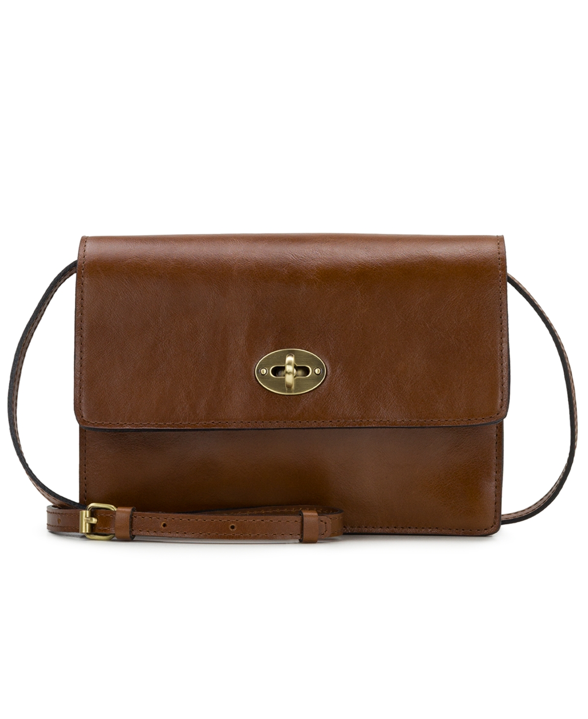 Shop Patricia Nash Livana Small Vintage Distressed Leather Crossbody Bag In Cognac