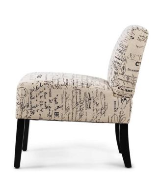 Elegant Modern Accent Chair with French Script Upholstery