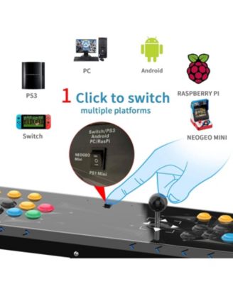 Arcade Fight Stick, 2 players PC Street Fighter Video Game Controller Fighting Joystick for PC, Nintendo Switch, NEOGEO Mini, NeoGeo Pro, PS3,Raspberry Pi, PS Classic, Android