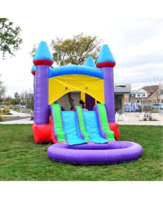 HeroKiddo Jelly Bean Castle Bounce House & Water Slide Combo with Detachable Pool (No Blower Included), Commercial Grade Inflatable