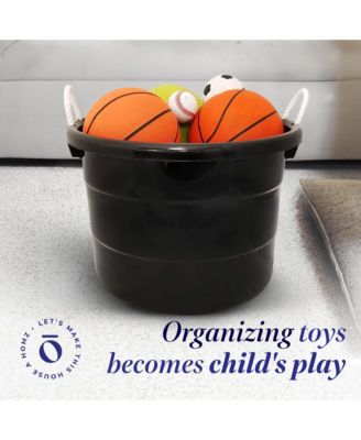 Plastic 17 Gallon Utility Storage Bucket Tub w/ Rope Handle, 4 Pack