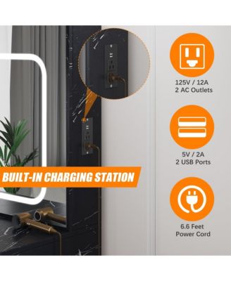 Bedroom Dresser with Electrical Outlet 4 Drawer Storage Cabinet Dresser