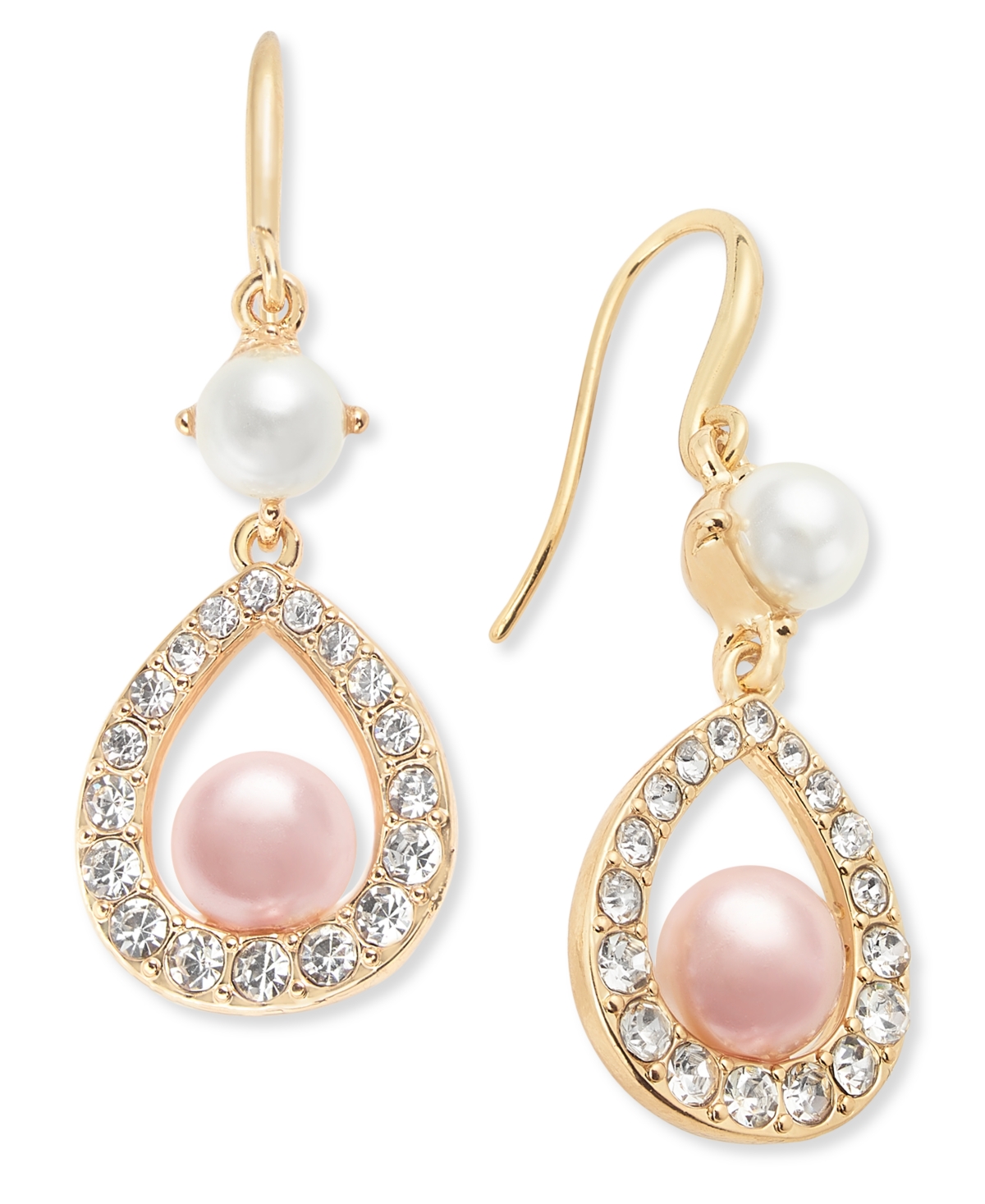 Gold-Tone Pink & White Imitation Pearl Teardrop Earrings, Exclusively at Macy's - Pink