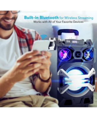 Portable Bluetooth Karaoke Speaker System - PA Loudspeaker with Flashing DJ Lights, Built-in Rechargeable Battery, Wireless Microphone, Mic Talk-Over & Recording Ability