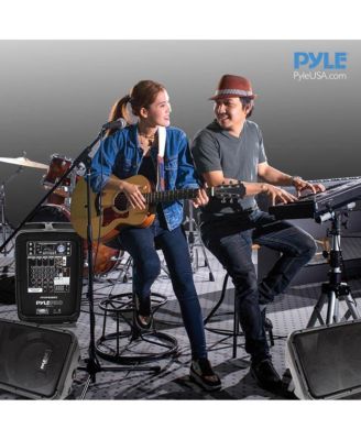 Bluetooth PA Speaker & Amplifier Mixer System Kit - Dual Loudspeakers, 8-Channel Audio Mixer, MP3/USB Reader