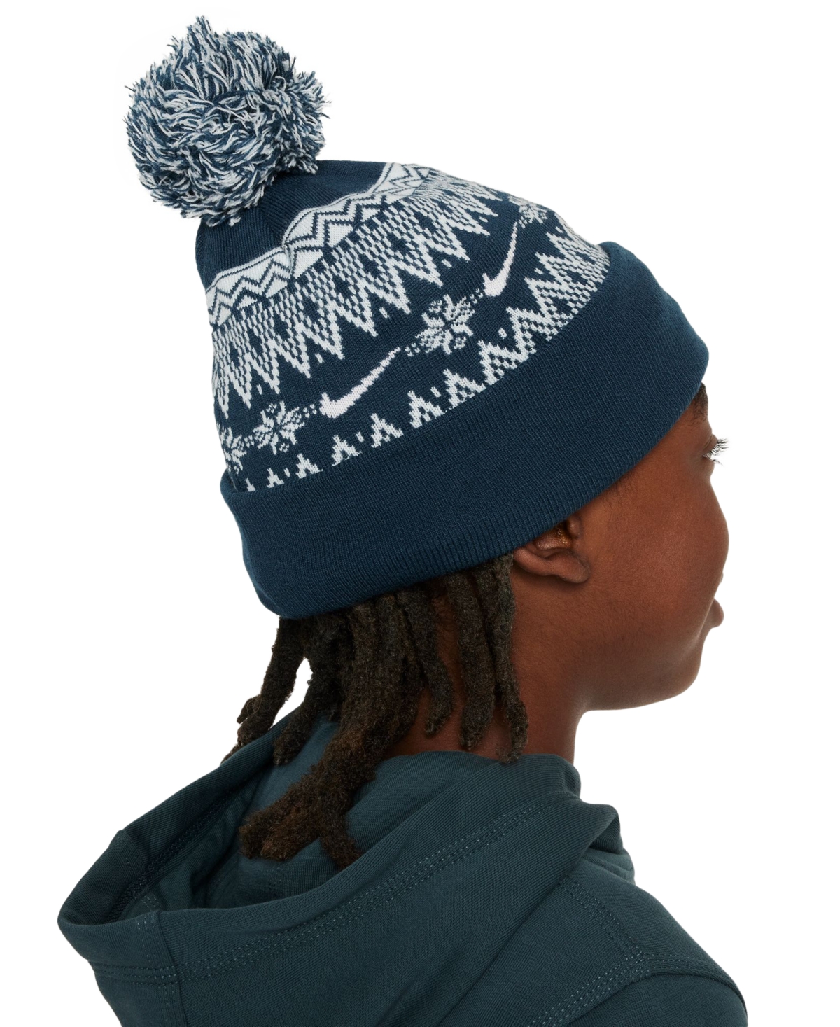 Nike Big Kids Peak Pom Beanie In Armrnv,whi