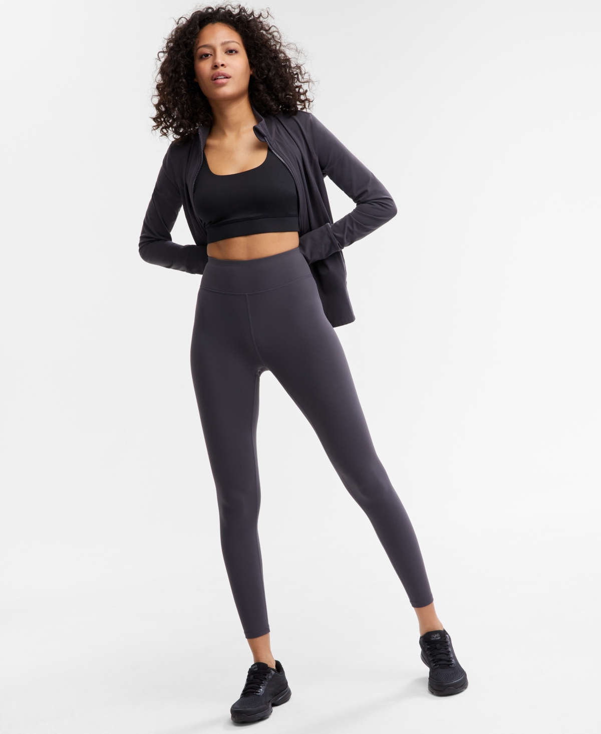 Id Ideology Women's Soft Full-length Leggings, Exclusively At Macy's In Deep Charcoal