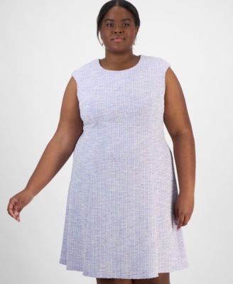 Plus Size Metallic-Threaded Sleeveless Dress