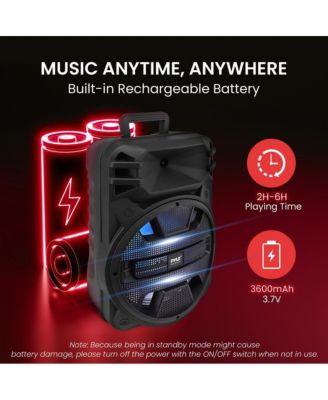 12" Portable Bluetooth PA Speaker System - Karaoke Speaker with DJ LED Lights, USB/FM/BT/Aux, Remote Control