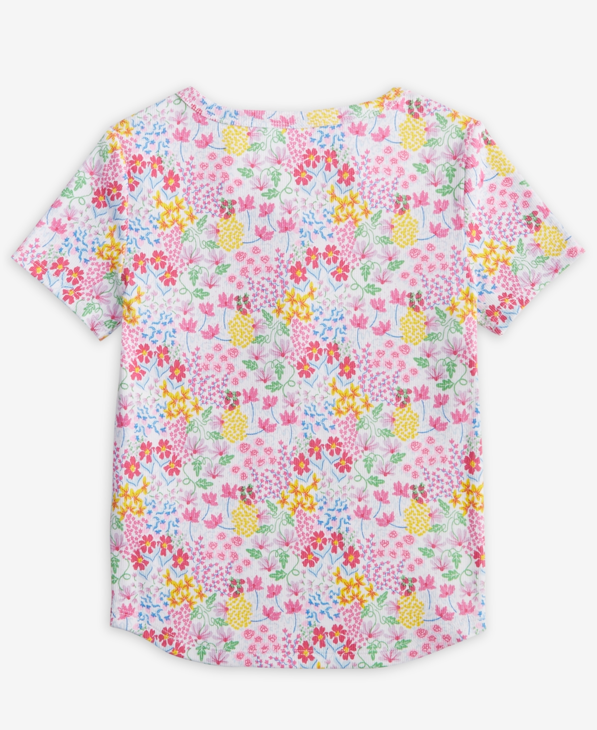 Epic Threads Kid Girl Floral-print Henley Top, Exclusively At Macy's In Bright Whi