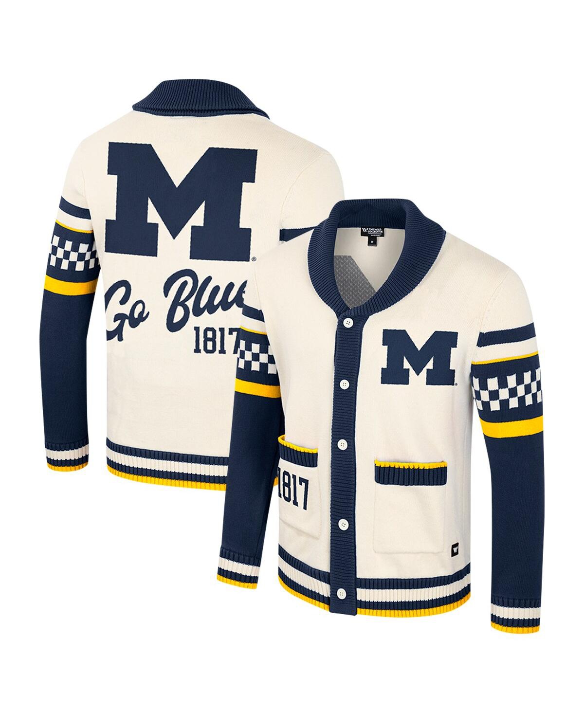 Colosseum Women's Cream Michigan Wolverines Wild Collective Button-Up Jacquard Sweater - Cream