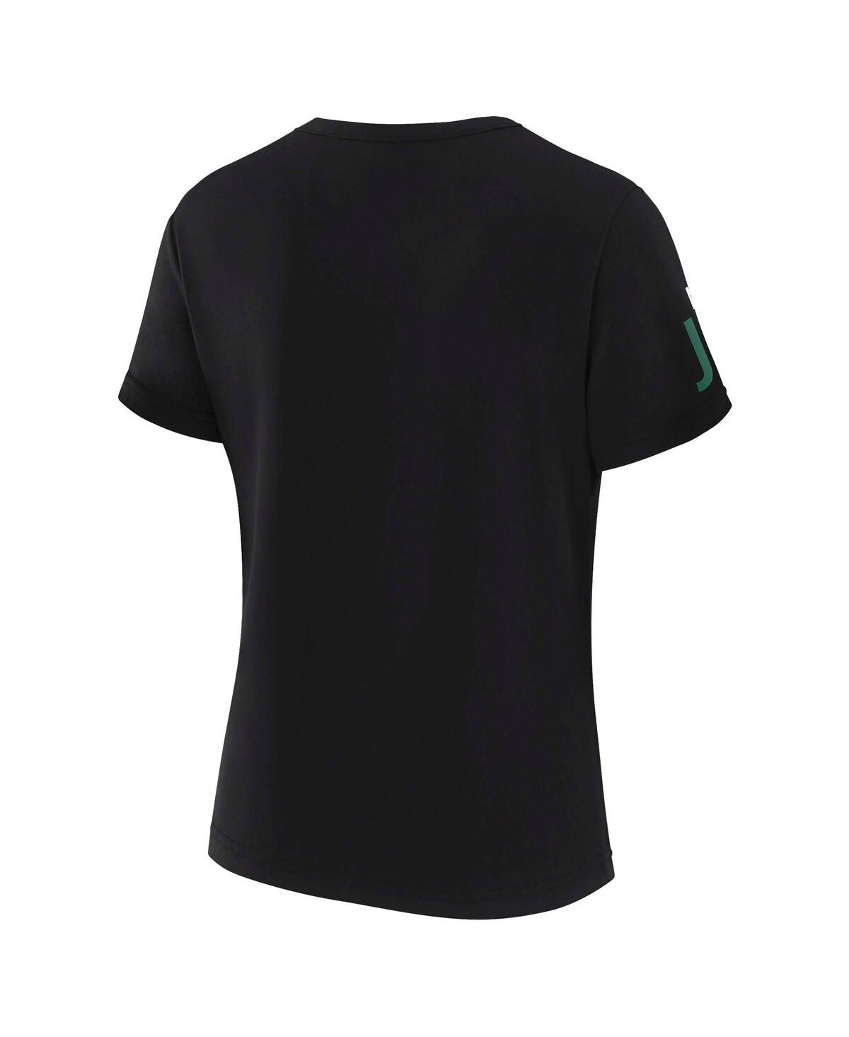Wear By Erin Andrews X Gracie Hunt Women's Black New York Jets Draft Me Lace-up T-shirt In Black