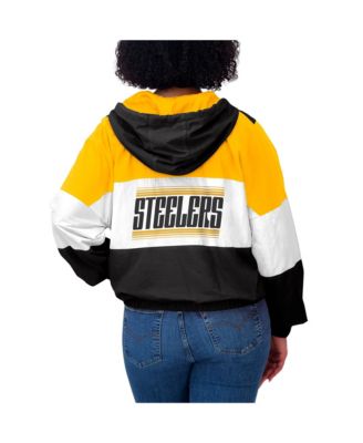 Women's Black Pittsburgh Steelers Color Block Full-Zip Windbreaker Jacket