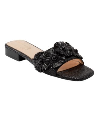 Women's Marcell Flower Raffia Flat Slide Sandals