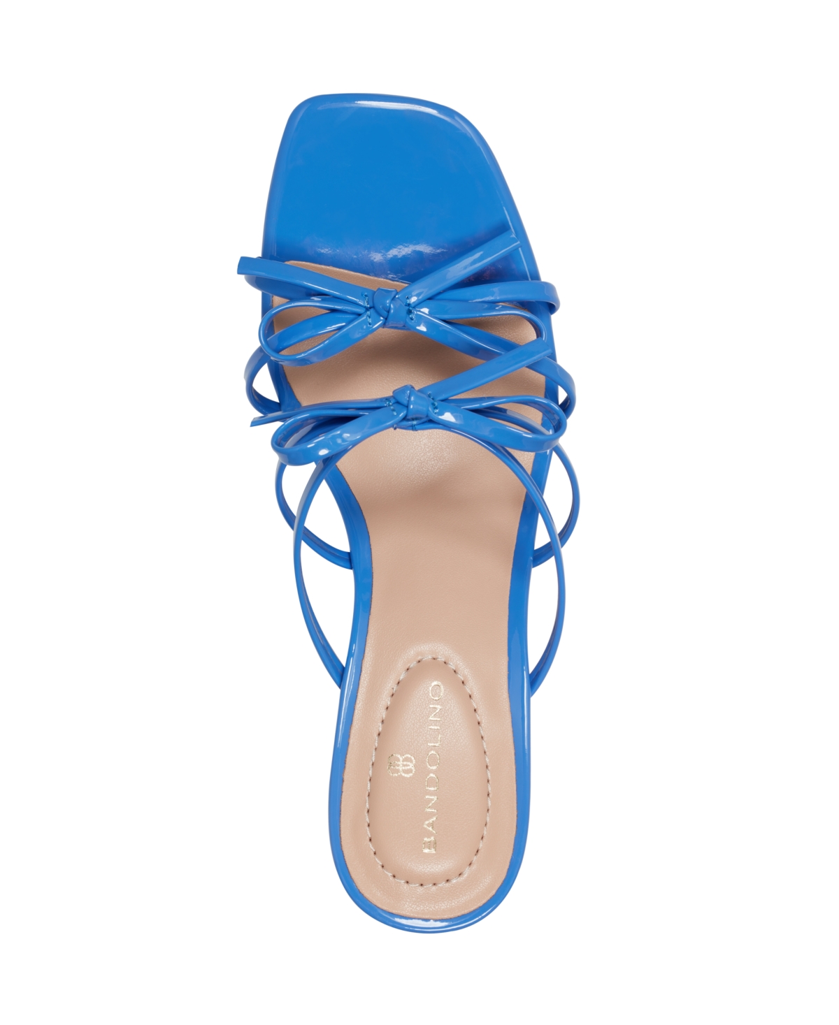 Shop Bandolino Women's Margil Strappy Bow Block Heel Sandals In Blue Patent