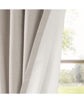 Linen Blend Total Blackout Grommet Curtains Pair, 52"X84"