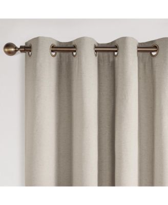 Linen Blend Total Blackout Grommet Curtains Pair, 52"X96"