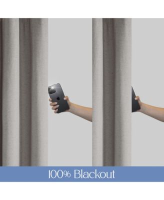 Linen Blend Total Blackout Grommet Curtains Pair, 52"X108"