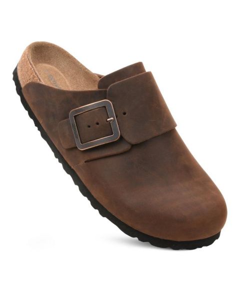Женские сабо Aerothotic Dakota Genuine Leather Clogs for Women with Arch Support, цвет: Коричневый