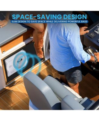 10” 900W Slim Active Marine Subwoofer, Low-Profile, Waterproof Design