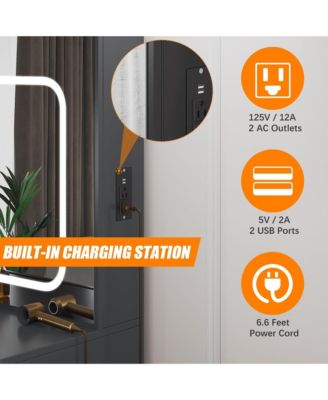 Bedroom Dresser with Electrical Outlet 4 Drawer Storage Cabinet Dresser