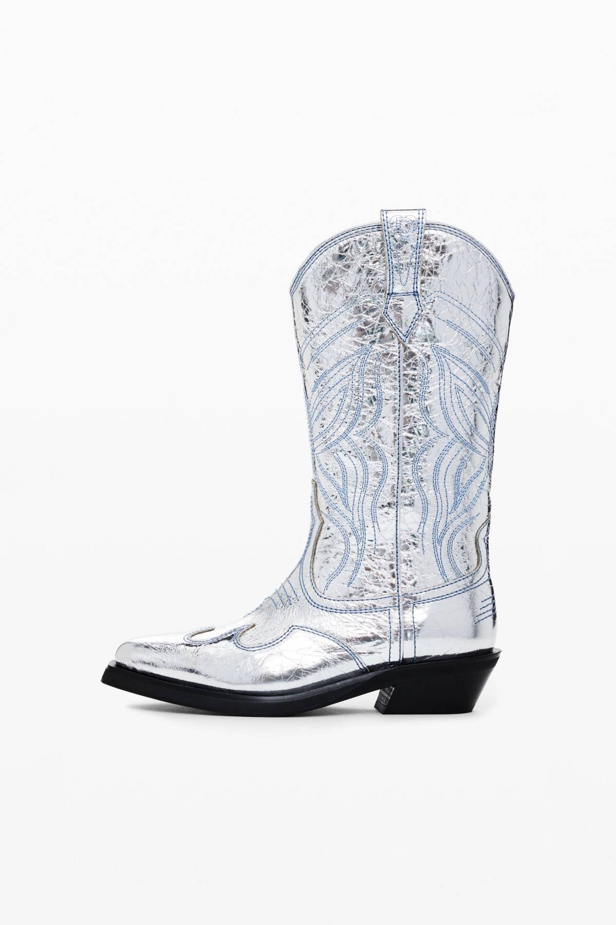 Women's Metallic cowboy boot - Black