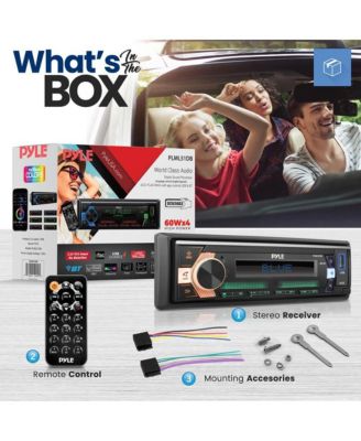 Single DIN Bluetooth Stereo Receiver with MP3, USB, AUX, 300W, Black